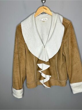 Au Lieu Brown and White Suede-Style Women’s Jacket